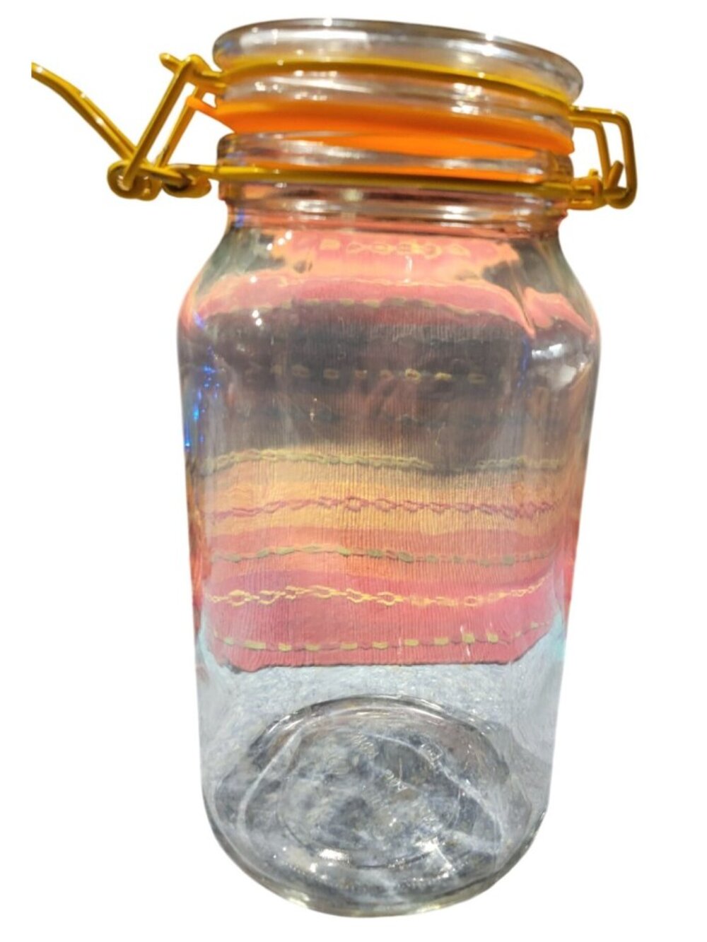 Anchor Hocking Clear Glass Storage Jar Silicone Seal Metal Bail Hinged Lid 10x4"